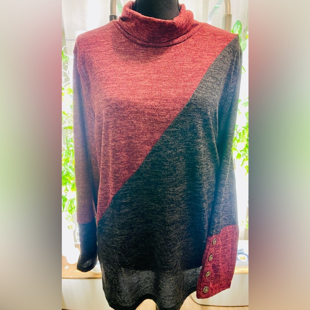 Even Forty Two - Light, Cowl Neck, Long Sleeved Sweatshirt with Buttons